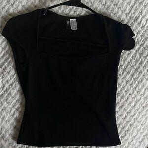 H&M Black Cap Sleeve Blouse